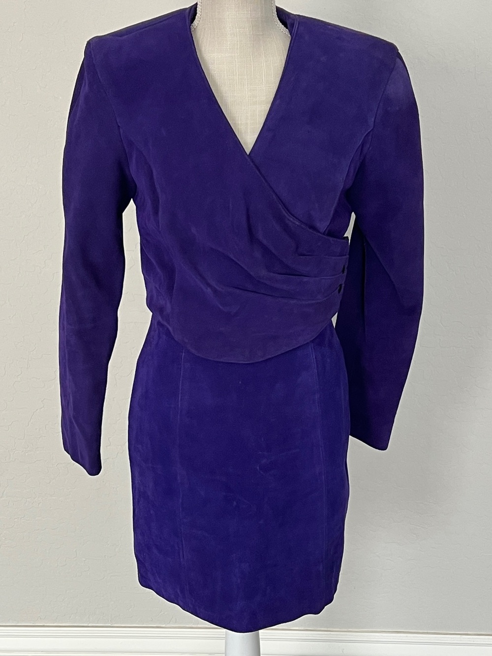 Vintage Outerwear by Phoenix Purple Suede Jacket and Skirt